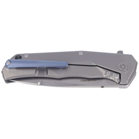 Nóż składany LionSteel T.R.E. Grey Titanium/Blue Ti, Stonewashed M390 by Molletta (TRE BL)