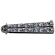 Nóż składany motylek Martinez Albainox Balisong 3D Skulls Printed Steel, 3D Skulls Printed 3Cr13Mov (02220)