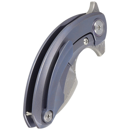 Bestech Strelit Blue Stonewashed Titanium, Damascus by Ostap Hel Knife (BT2103I)