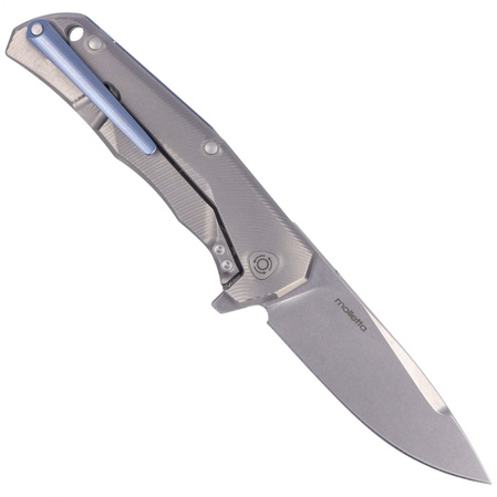 Nóż składany LionSteel T.R.E. Grey Titanium/Blue Ti, Stonewashed M390 by Molletta (TRE BL)