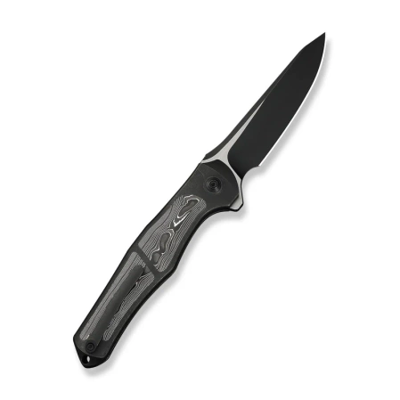 WeKnife 702XI LE No 087/150 Black Integral Titanium/Aluminum Foil Carbon Fiber, Black Stonewashed M390 (WE07B-2)