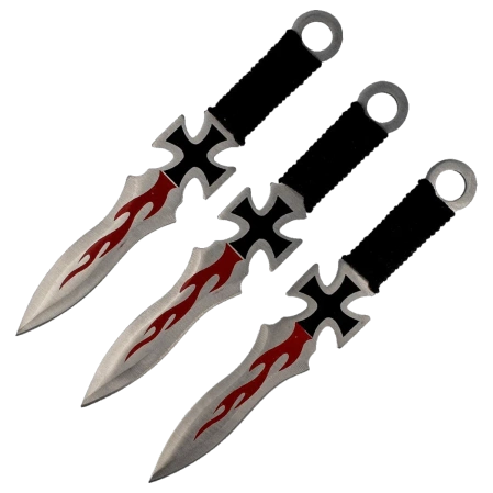 Noże do rzucania Martinez Albainox Cross Set 3 szt Black Cord, Stain 3Cr13Mov (31884)