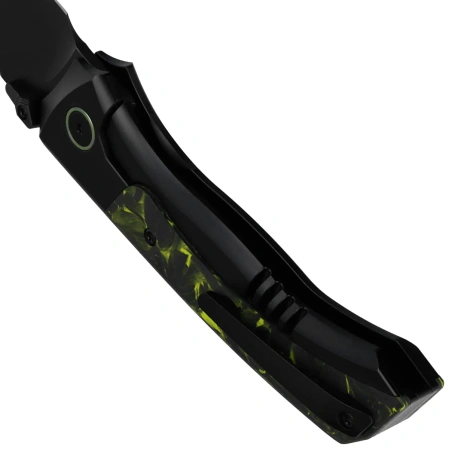 Remette RT-Steed Knife Black Titanium/Black-Green Carbon Fiber, Black DLC M390 (RTWS-BH)
