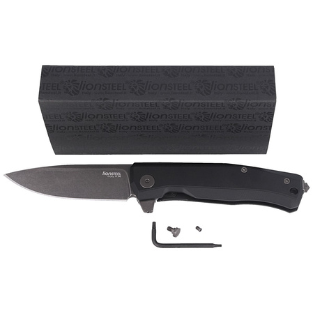 Nóż składany LionSteel Myto Black Aluminium, PVD/Stonewashed M390 by Molletta (MT01A BB)