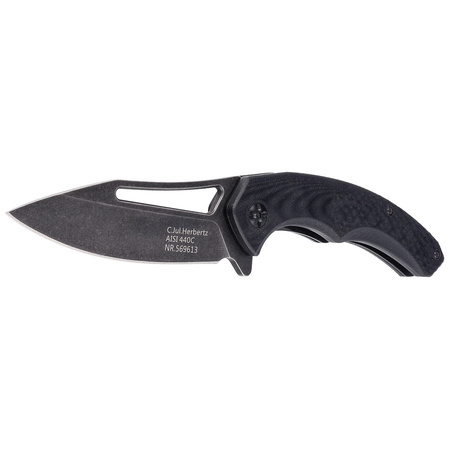 Herbertz CJH Knife Black G10, Black Stonewashed 440C (569613)