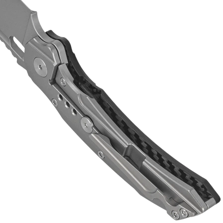 Bestech Exploit Grey Titanium/Carbon Fiber Knife, Stonewashed CPM S35VN by Todd Knife and Tool (BT2005F)