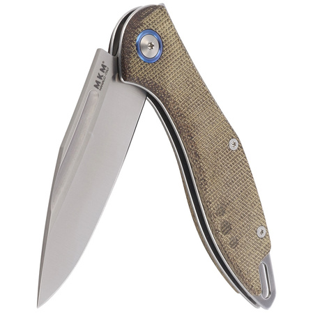 MKM Fara Green Canvas Micarta, Satin M390 by Lucas Burnley knife (MK MY01-GC)