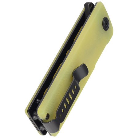 Kubey Knife Sailor Translucent Yellow G10, Blackwashed AUS-10 by Sekira Sochi (KU317B)