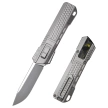Nóż grawitacyjny Remette RT-Sharp Leopard Titanium, Manual Fine Grinding Pearlescent/Manual Wire Drawing M390 (ZL301A)