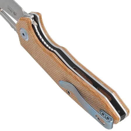 Kubey Vagrant Knife Tan Micarta, Sandblasted M390 by Maksim Tkachuk (KB291V)