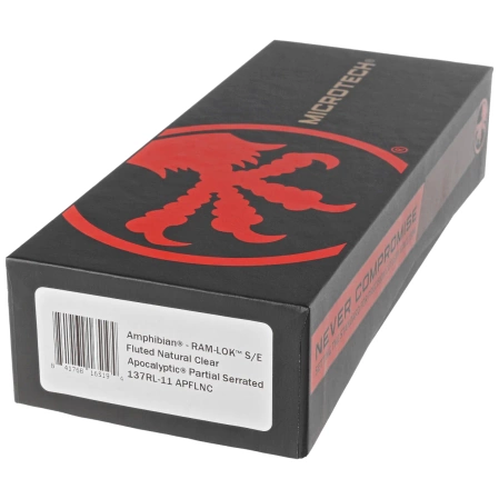 Microtech Amphibian Ram-Lok S/E Fluted Natural Clear Aluminium, Apocalyptic P/S M390MK by Tony Marfione (137RL-11APFLNC)