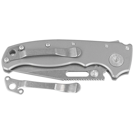 Demko AD20.5 Clip Point Knife Gray Titanium, Stonewashed CPM 20CV by Andrew Demko (205-20CV-TI-CP)