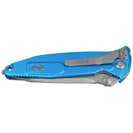 Microtech Socom Elite T/E-M Knife Blue Aluminum, Stonewashed M390 by Tony Marfione (161-10BL)