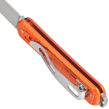 Fox Vulpis Grenade Pattern Orange Aluminum Knife, Polished N690Co (FX-VPGP130 OR)