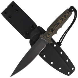 Spartan Blades Harsey Clandestina Knife Camo Linen Micarta, Black PVD MagnaCut by William W. Harsey (SB57BKCMKYBK)