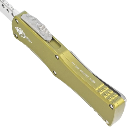 Nóż automatyczny OTF Microtech Hera Hellhound T/E Signature OD Green Aluminum, Stonewashed M390 by Tony and Sean Marfione