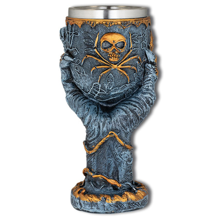 Tole 10 Imperial Skull-Spyder Goblet Grey/Gold Resin (39557)