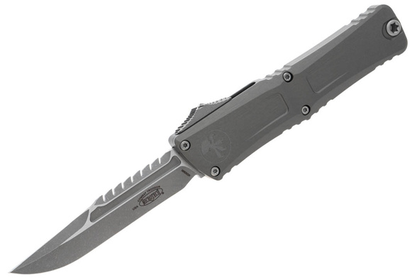 Microtech Combat Troodon Gen III Interceptor Signature OTF Knife Natural Clear Aluminum, Apocalyptic M390MK by Tony Marfione (1217-10APNCS)