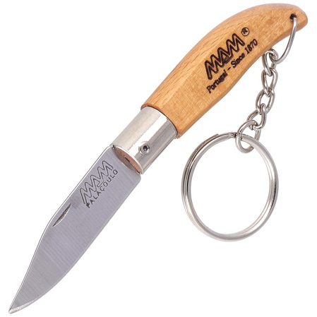 MAM Iberica Mini Keychain Knife, Light Beech Wood, Inox HW, Satin 420 (2000-LW)