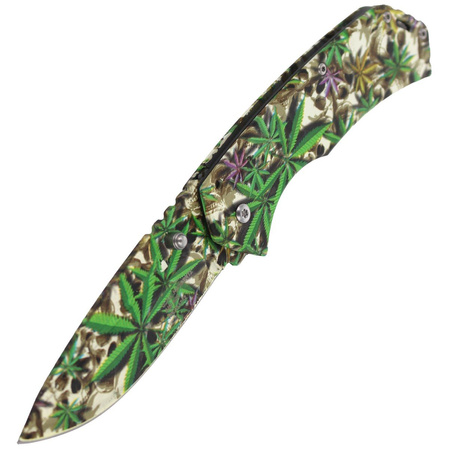 Herbertz CJH Knife with 3D Skulls/Hemp Leaves Print, Colorful 420 (581712)
