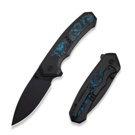 WeKnife Corwyn Black Titanium/Black-Blue Carbon Fiber, Black Stonewashed M390 (WE24088-1)