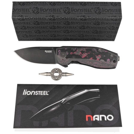 LionSteel Nano Knife Purple Haze Fat Carbon, Old Black MagnaCut (NA01 PH)