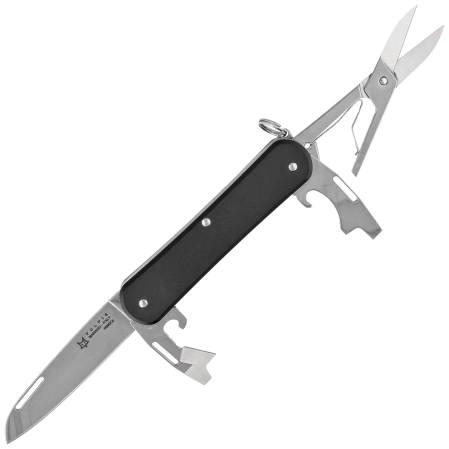 Fox Vulpis F4 Black Aluminum, Polished N690Co Pocket Knife (FX-VP130-F4 BK)