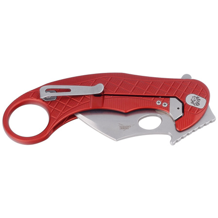 LionSteel L.E.One Knife Red Aluminum, Stonewashed MagnaCut by Emerson Design (LE1 A RS)