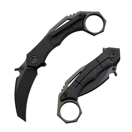 WeKnife Tayra Knife Black Titanium, Black Stonewashed/Brushed M390 (WE24069-1)