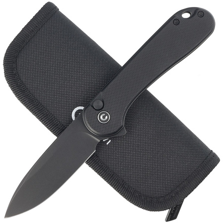 Civivi Button Lock Elementum II Knife Black G10, Black Stonewashed Nitro-V (C18062P-1)