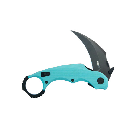 Kubey Rogue Pikal Karambit Knife Light Blue G10, Blackwashed 14C28N by MUZI Design (KU298D)