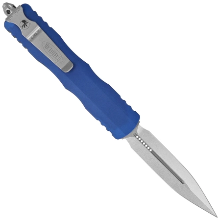 Microtech Dirac Delta D/E OTF Knife Navy Aluminium, Stonewashed by Tony Marfione (227-10NA)