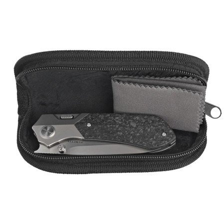 Remette RT-Meteor Knife Gray Titanium/Shredded Carbon Fiber, Pearlescent M390 (RTPT-E)