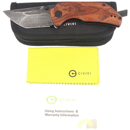 CIVIVI Knife Thug 2 Cuibourtia Wood, Black Damascus by Matt Christensen (C20028C-DS1)