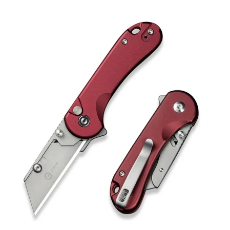Civivi Elementum Utility Knife Burgundy Aluminum, Stonewashed 6Cr13 (C23039B-5)