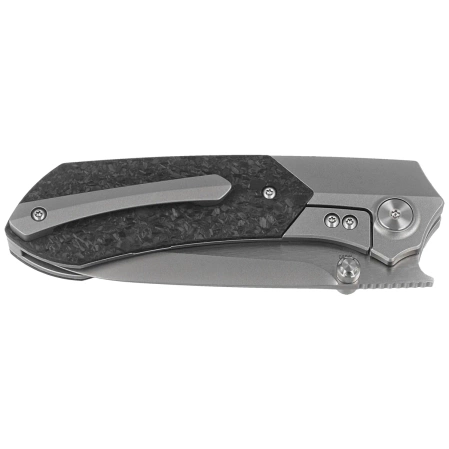 Remette RT-Meteor Knife Gray Titanium/Shredded Carbon Fiber, Pearlescent M390 (RTPT-E)