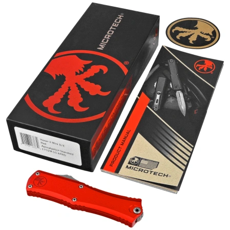Nóż automatyczny OTF Microtech Hera II Mini D/E Red Aluminium, Apocalyptic M390MK by Tony Marfione (1702M-10APRD)