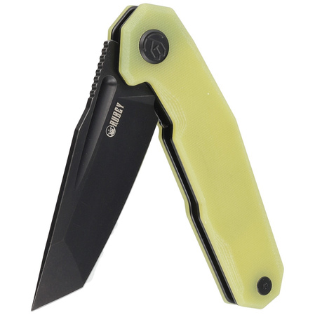 Nóż składany Kubey Carve Translucent Yellow G10, Blackwashed AUS-10 (KB237J)