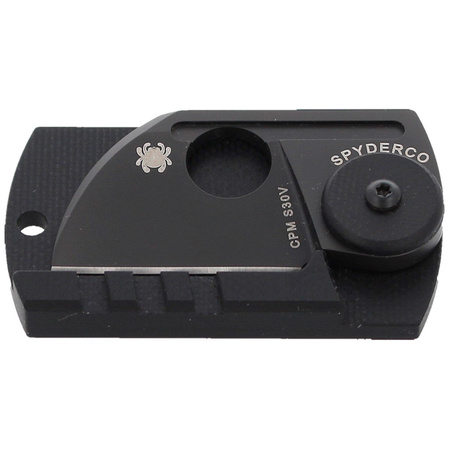 Spyderco Dog Tag Folder CF/G-10 Laminate Black PlainEdge Knife (C188CFBBKP)