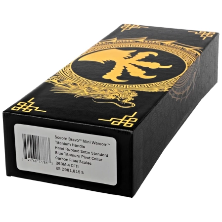 Microtech Socom Bravo Mini Warcom Knife Titanium/Carbon Fiber, Blue HW, Hand Rubbed Satin M390 by Tony Marfione (263M-4CFTI)