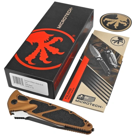 Nóż automatyczny Microtech Socom Elite Auto S/E Tan Aluminium, Black M390 by Tony Marfione (160A-1TA)
