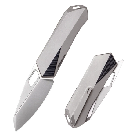 Remette Woodpecker Knife Gray Titanium, Hand Grinding Pearlescent M390 (RTWP-T)