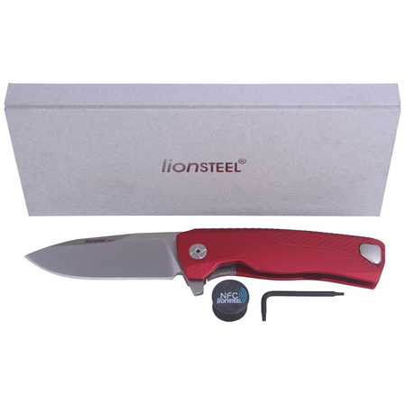 LionSteel ROK Knife Red Aluminum, Satin M390 by Molletta (ROK A RS)