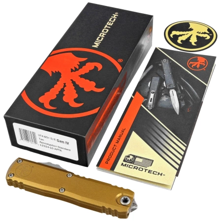 Nóż automatyczny OTF Microtech UTX-85 Gen IV D/E Tan Aluminium, Apocalyptic M390MK by Tony Marfione (12324-10APTA)