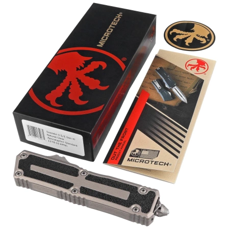 Nóż automatyczny OTF Microtech Scarab II Gen III S/E Natural Clear Aluminium, Apocalyptic M390MK by Tony Marfione (1278-10APNC)