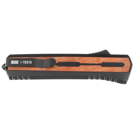 Tekto A7 Zastava D/E Black Aluminum/American Walnut OTF Knife, Black CPM S35VN