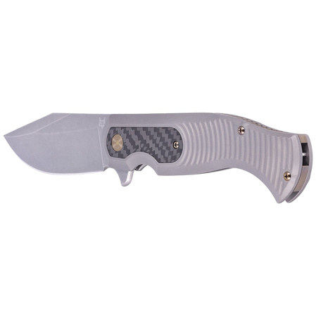 Nóż składany Fox Eastwood Tiger Sandblasted Titanium/CF, Coarse Stonewashed by Gudy Van Poppel (FX-524 TICF)