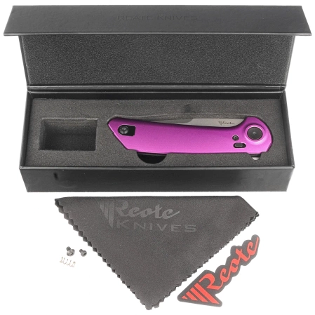 Nóż składany Reate PL-XF-A-5 Purple Aluminium, Stonewashed Nitro-V