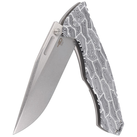 Nóż składany Bestech Keen II Black White G10/Titanium, Stonewashed/Satin CPM S35VN by Koens Craft (BT2301C)
