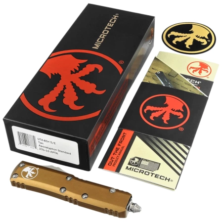 Nóż automatyczny OTF Microtech UTX-85 S/E Tan Aluminium, Apocalyptic M390 (231-10APTA)